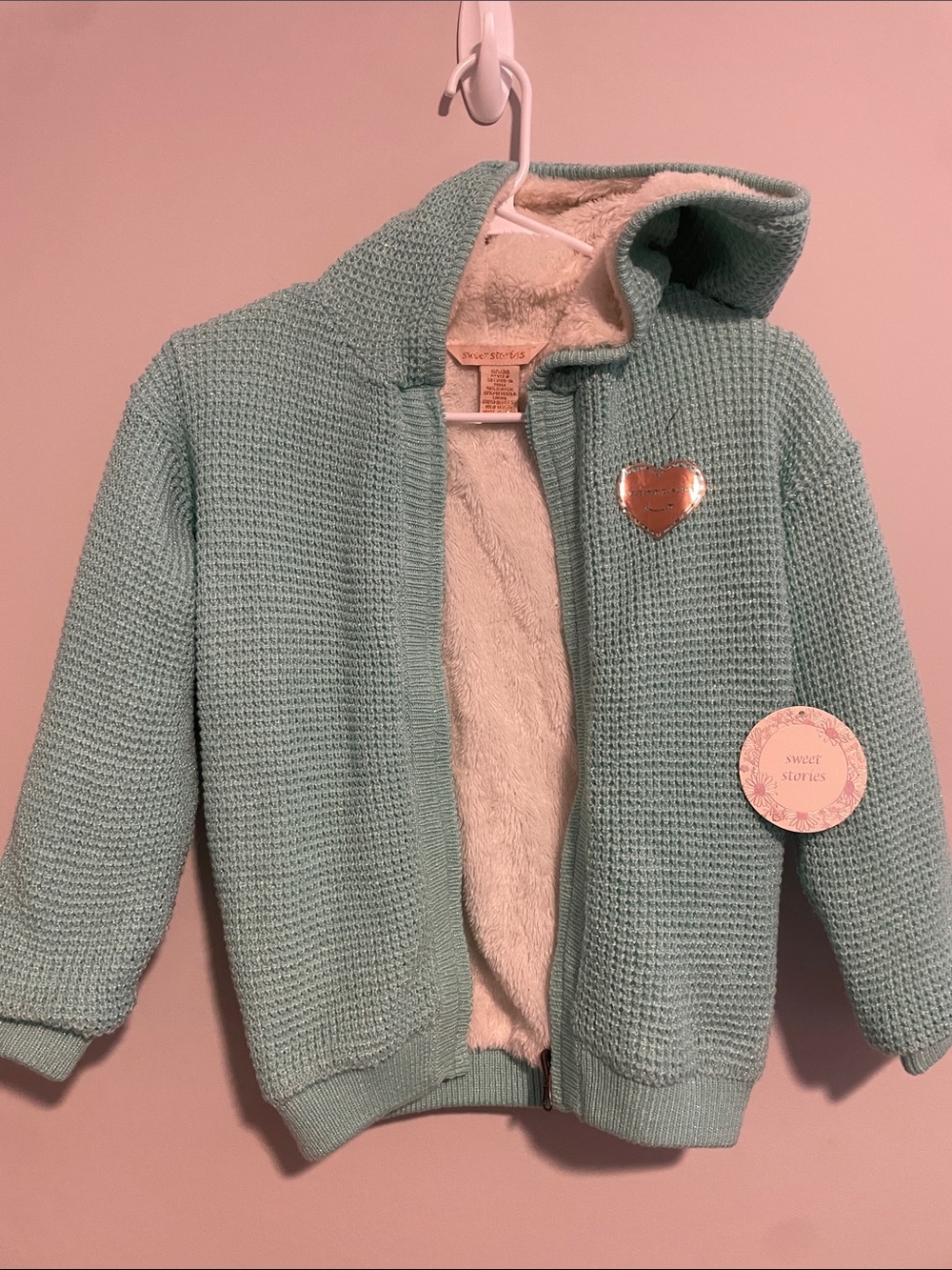 Mint Hooded Knit Jacket for Kids
